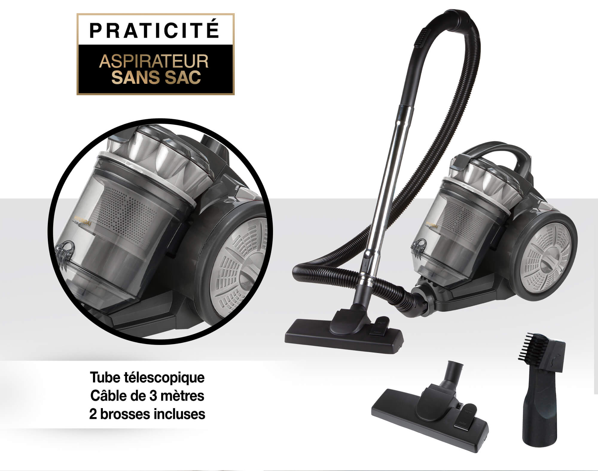 Aspirateur traineau sans sac HYUNDAI HY APR1508 002 700W Bluetech